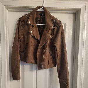 Cropped brown suede jacket
